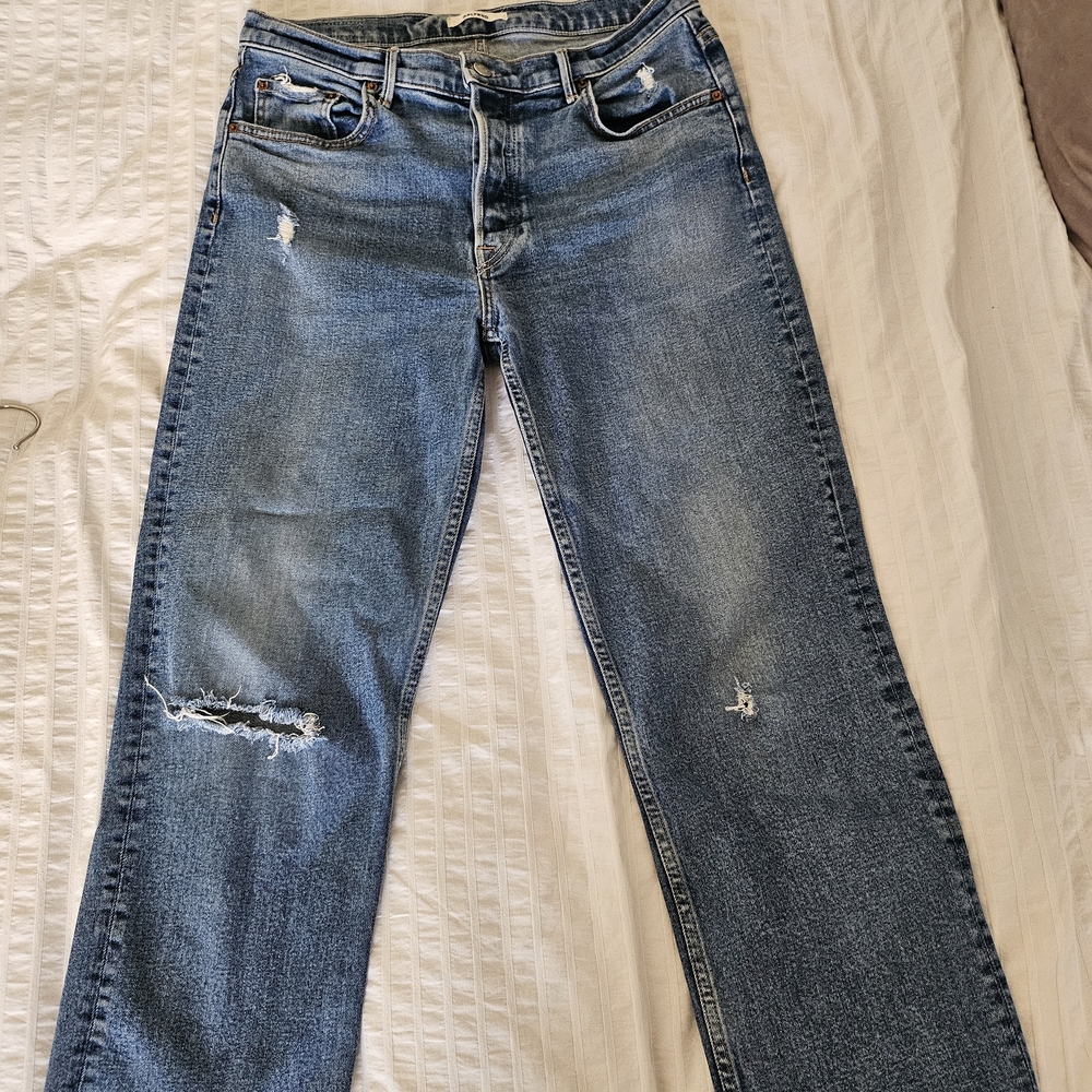 GRLFRND Helena Straight Leg Distressed Ankle Jeans In Sixpence